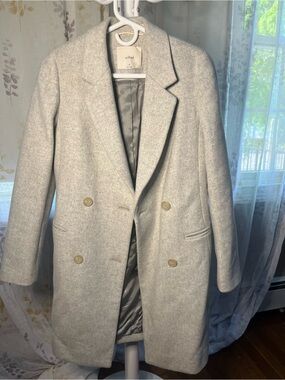 Wilfred Pale Gray Wool-Blend Double-Breasted Pea Coat